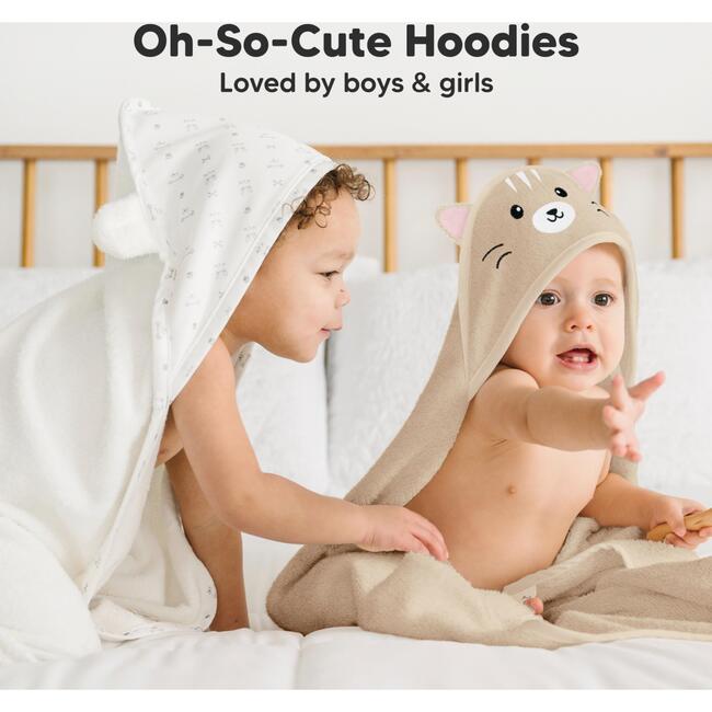 Cuddle Organic Baby Hooded Towel, Cat - Bath Towels - 7