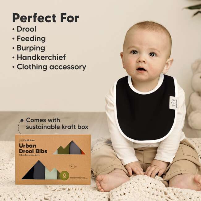 8-Pack Urban Drool Bibs Set for Baby Boys and Girls, Basics - Bibs - 7