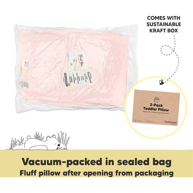 2-Pack Toddler Pillows for Sleeping 13X18, Mist Pink - Nursing Pillows - 8