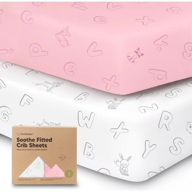 2-Pack Soothe Fitted Crib Sheet, ABC Land Rose - Crib Sheets - 1
