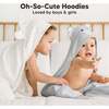 Cuddle Organic Baby Hooded Towel, Elephant - Bath Towels - 7
