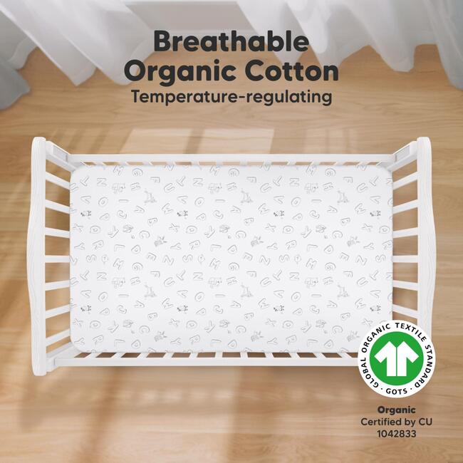 2-Pack Soothe Fitted Crib Sheet, ABC Land Rose - Crib Sheets - 2