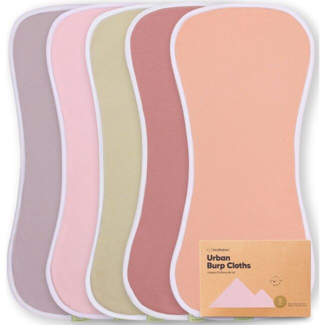 5pk Urban Baby Burp Cloths for Baby Girls and Boys, Muted Pastel