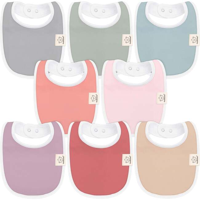 8-Pack Urban Drool Bibs Set for Baby Boys and Girls, Muted Pastel
