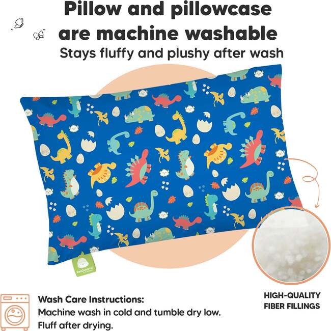 13X18 Toddler Pillow with Pillowcase for Sleeping, DinoWorld - Nursing Pillows - 4