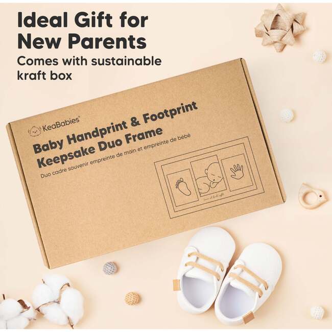 Duo Baby Handprint & Footprint Keepsake Frame, Cloud Grey - Frames - 4