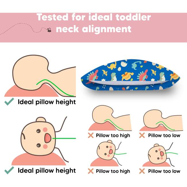13X18 Toddler Pillow with Pillowcase for Sleeping, DinoWorld - Nursing Pillows - 6
