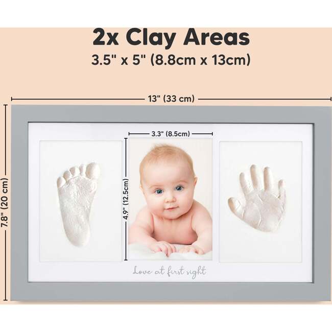 Duo Baby Handprint & Footprint Keepsake Frame, Cloud Grey - Frames - 7