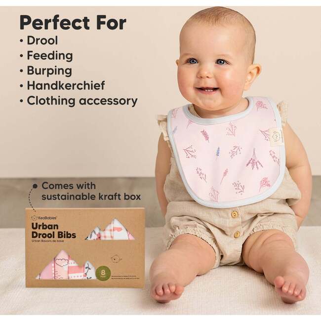 8-Pack Urban Drool Bibs Set for Baby Boys and Girls, Sweet Charm - Bibs - 7