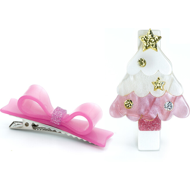 Christmas Tree Pink & Bowtie Hair Clips