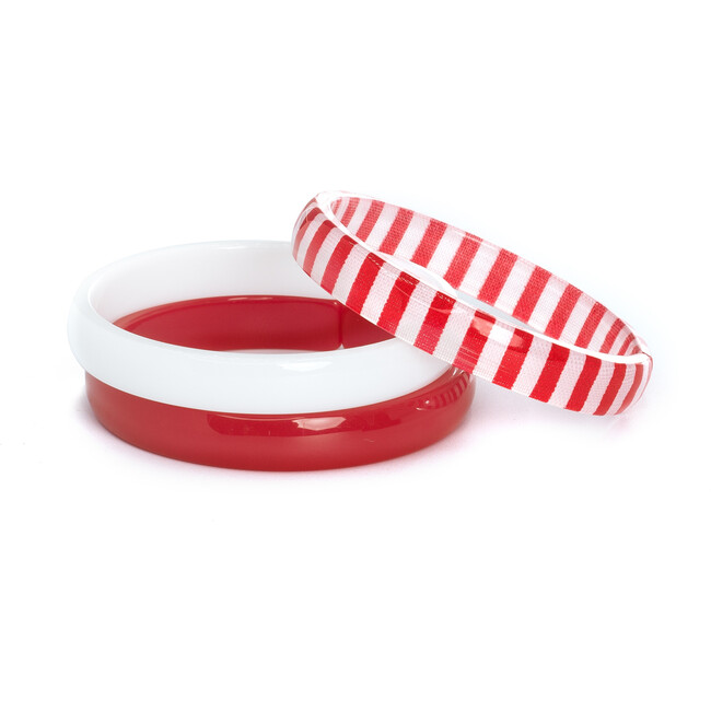 Stripes Red White Mix Bangles