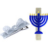 Menorah Glitter Blue/Silver Hair Clips - Hair Accessories - 1 - thumbnail