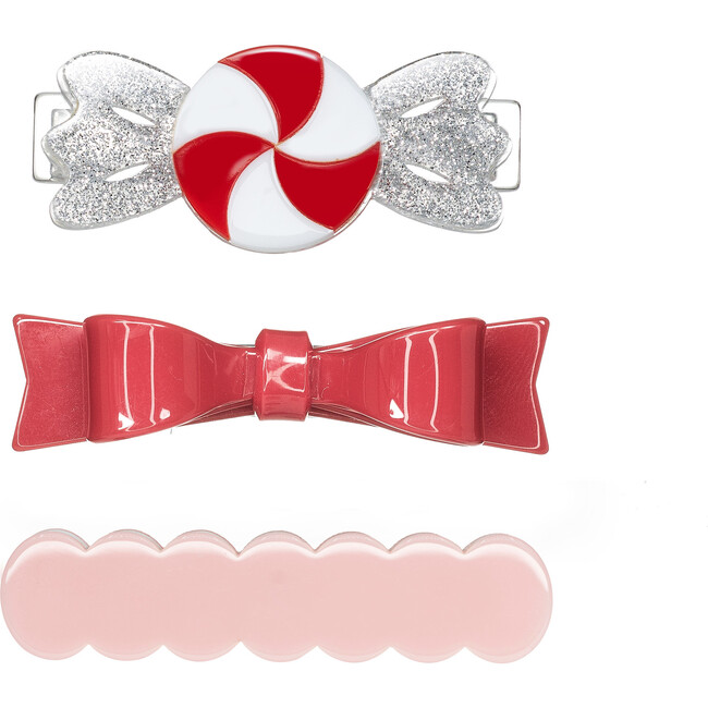 Candy Twist Red White & Bowtie Hair Clips