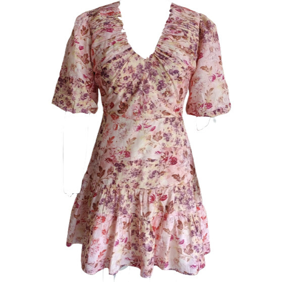 Women's Sloan Ditsy Floral V-Neck Short Dress, Pink