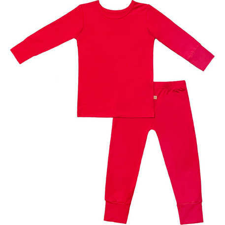 Bamboo Solid Long Sleeve Pajama Set, Cherry Red