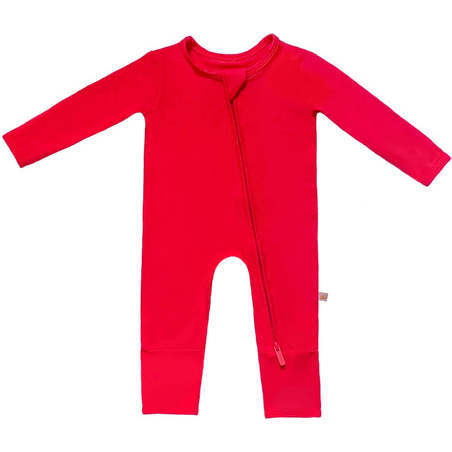 Bamboo Solid Convertible Zippered Footie, Cherry Red