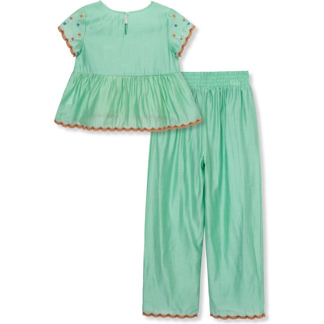 Schiffli Pant Set, Green - Mixed Apparel Set - 2