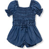Smocked Paperbag Romper, Indigo - Rompers - 1 - thumbnail