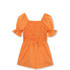 Smocked Paperbag Romper, Orange - Rompers - 1 - thumbnail