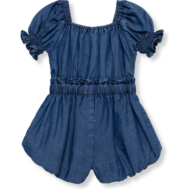 Smocked Paperbag Romper, Indigo - Rompers - 2