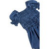 Smocked Paperbag Romper, Indigo - Rompers - 3