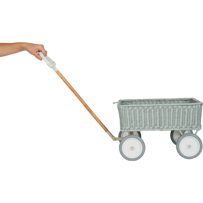 Rattan Wonder Wagon, Vintage Blue - Push & Pull - 4