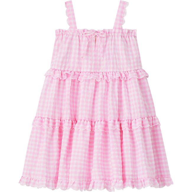 Gingham Sleeveless 2-Tiered Dress, Pink