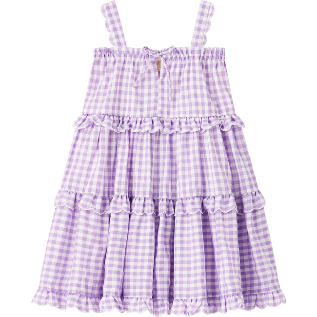 Gingham Sleeveless 2-Tiered Dress, Purple