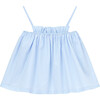 Striped Square Neck Spaghetti Strap Top, Blue - Shirts - 1 - thumbnail