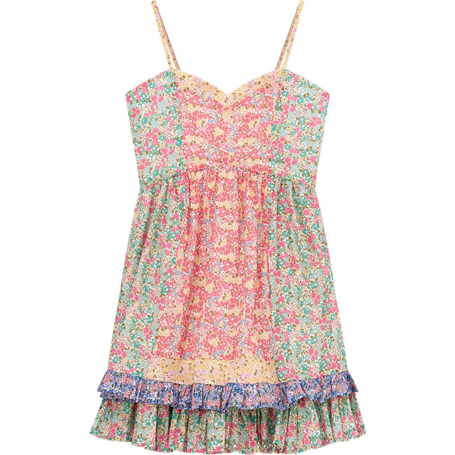 Ditsy Floral Print Sweetheart Neck Dress, Multicolors