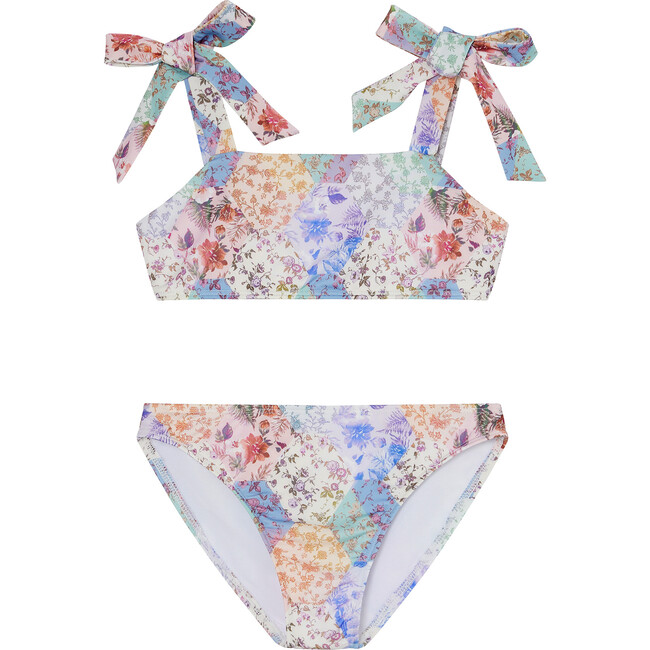 Thalia Floral Print Tie Shoulder Bikini, Multicolors - Two Pieces - 1
