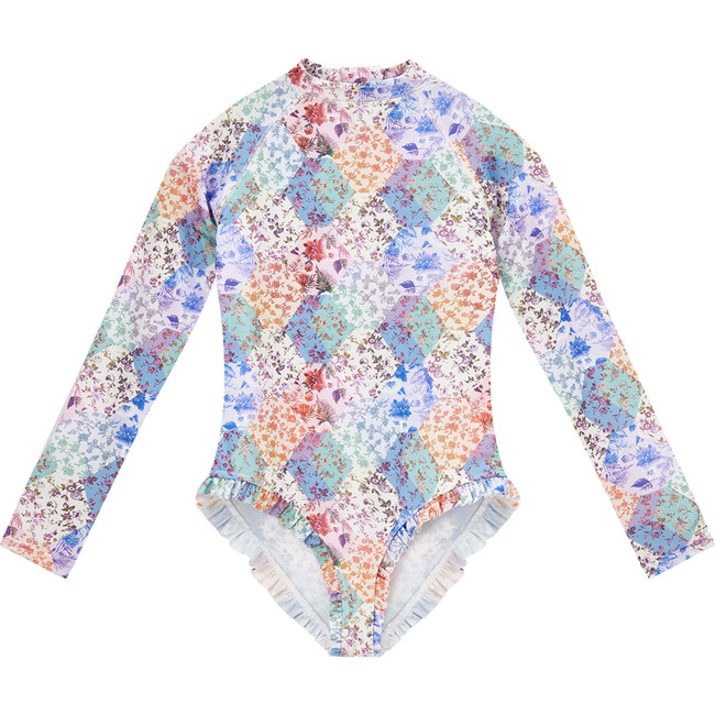 Thalia Floral Print Raglan Sleeve Rashie Swimsuit, Multicolors
