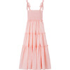 Gingham Smocked 3-Tiered Maxi Dress, Peach - Dresses - 3