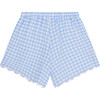 Gingham Scalloped Hem Shorts, Blue - Shorts - 3