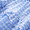 Gingham Tie-Up Shoulder Top, Blue - Shirts - 5