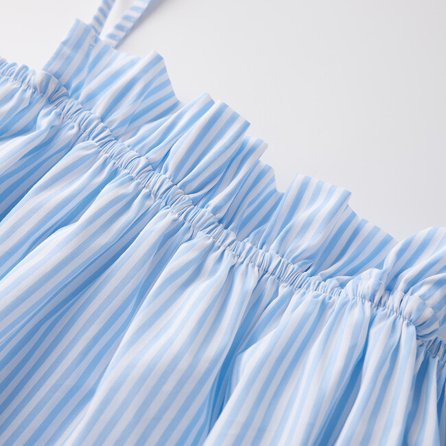Striped Square Neck Spaghetti Strap Top, Blue - Shirts - 5