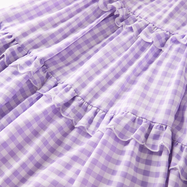 Gingham Sleeveless 2-Tiered Dress, Purple - Dresses - 5