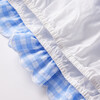 Gingham Tie-Up Shoulder Top, Blue - Shirts - 6