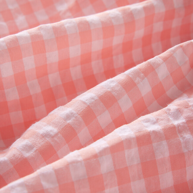 Gingham Smocked 3-Tiered Maxi Dress, Peach - Dresses - 7