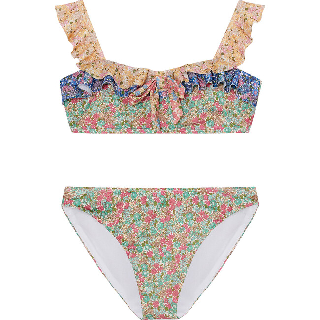 Ditsy Floral Print Frilled Bikini, Multicolors