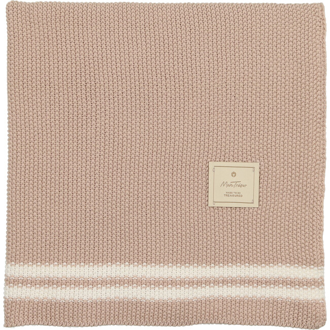 Duo Stripe Chunky-Knit Blanket, Mushroom