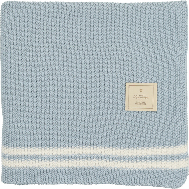 Duo Stripe Chunky-Knit Blanket, Celestial Blue