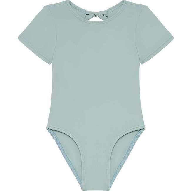 Mini Short Sleeve One-Piece Swimsuit, Powder Blue