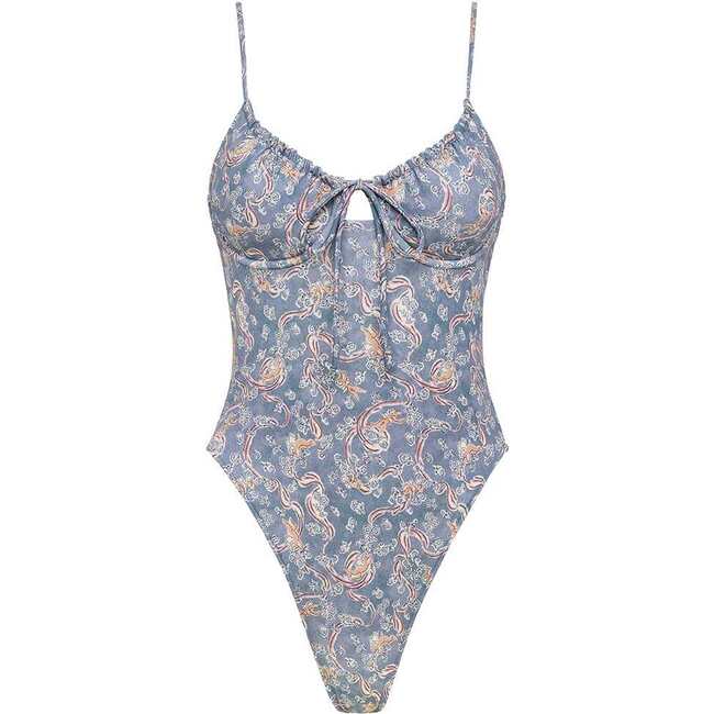 Women's Lucy Floral Print Tie-Front Underwire One-Piece Swimsuit, Cupid