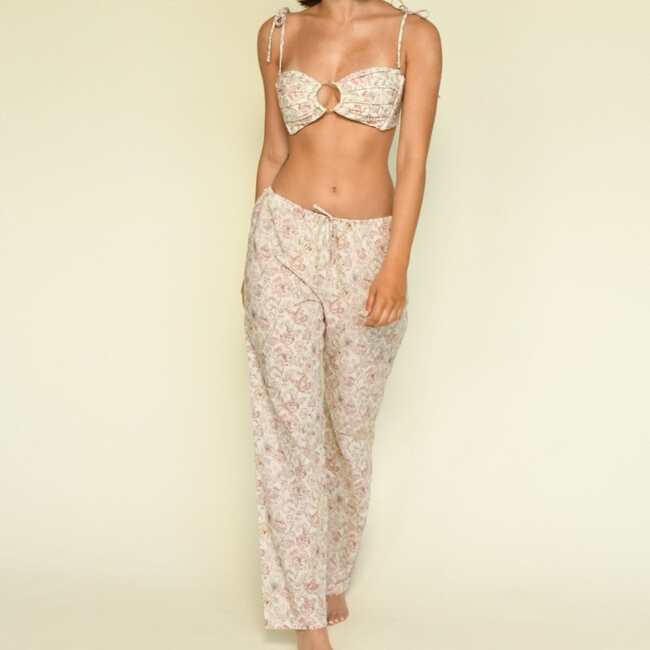 Women's Floral Print Drawstring Pant, Venecia - Pants - 2