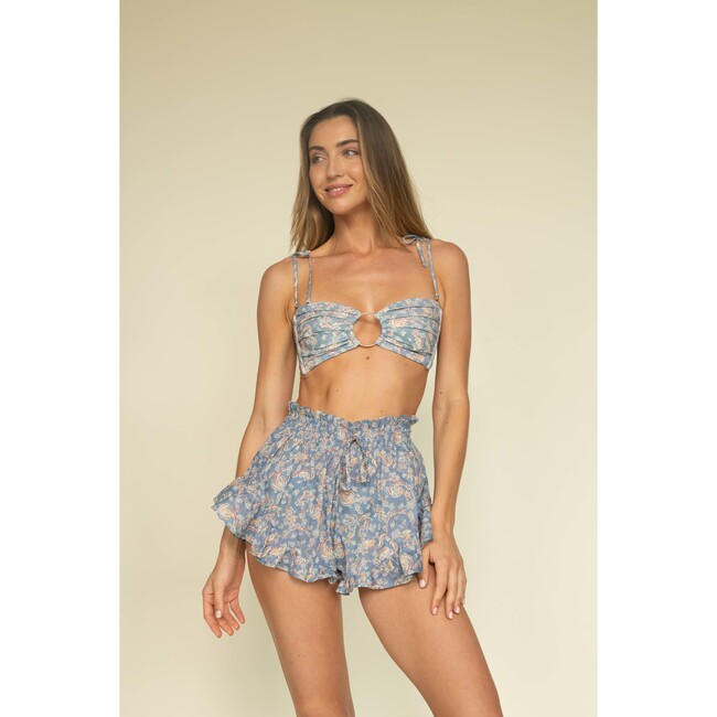 Women's Boho Floral Print Loose Fit Lettuce Edge Short, Cupid - Shorts - 2