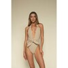 Women's Tropez Striped Tie-Up One-Piece Swimsuit, Neutral - One Pieces - 2