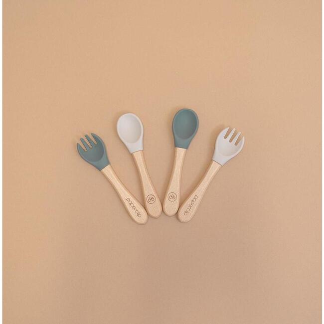 Silicone & Wooden Spoon & Spork Set, Cactus Green - Food Storage - 2