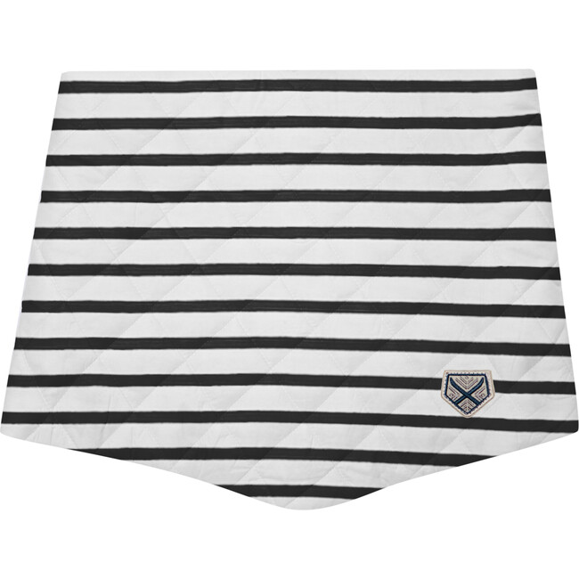 Women's Pullover Puff, White and Black Stripes