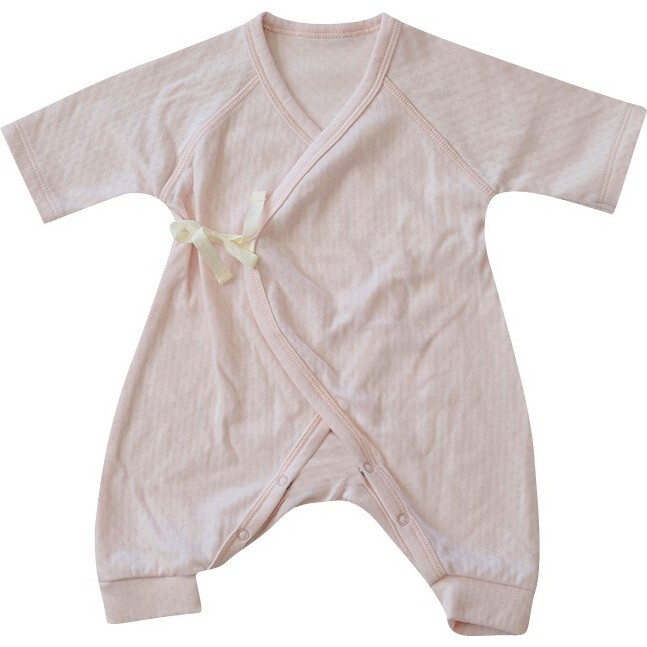 Soft Pink Pointelle Baby Kimono Onesie, Pink